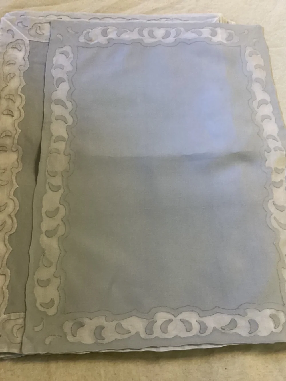 Vintage Linen Placemats, Set of 16, Sky Blue